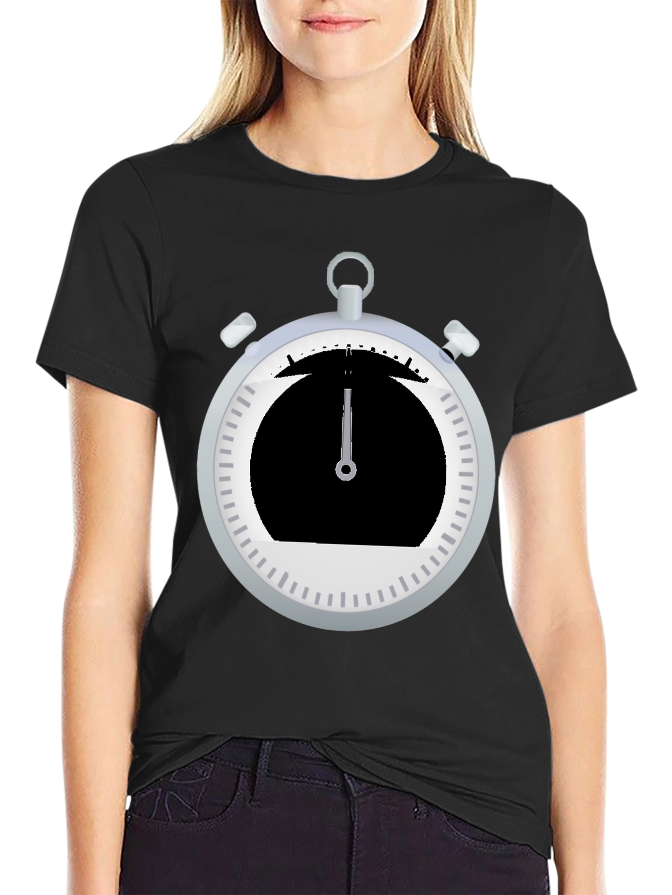 Stopwatch Graphic Tee - Sporty Black T-Shirt