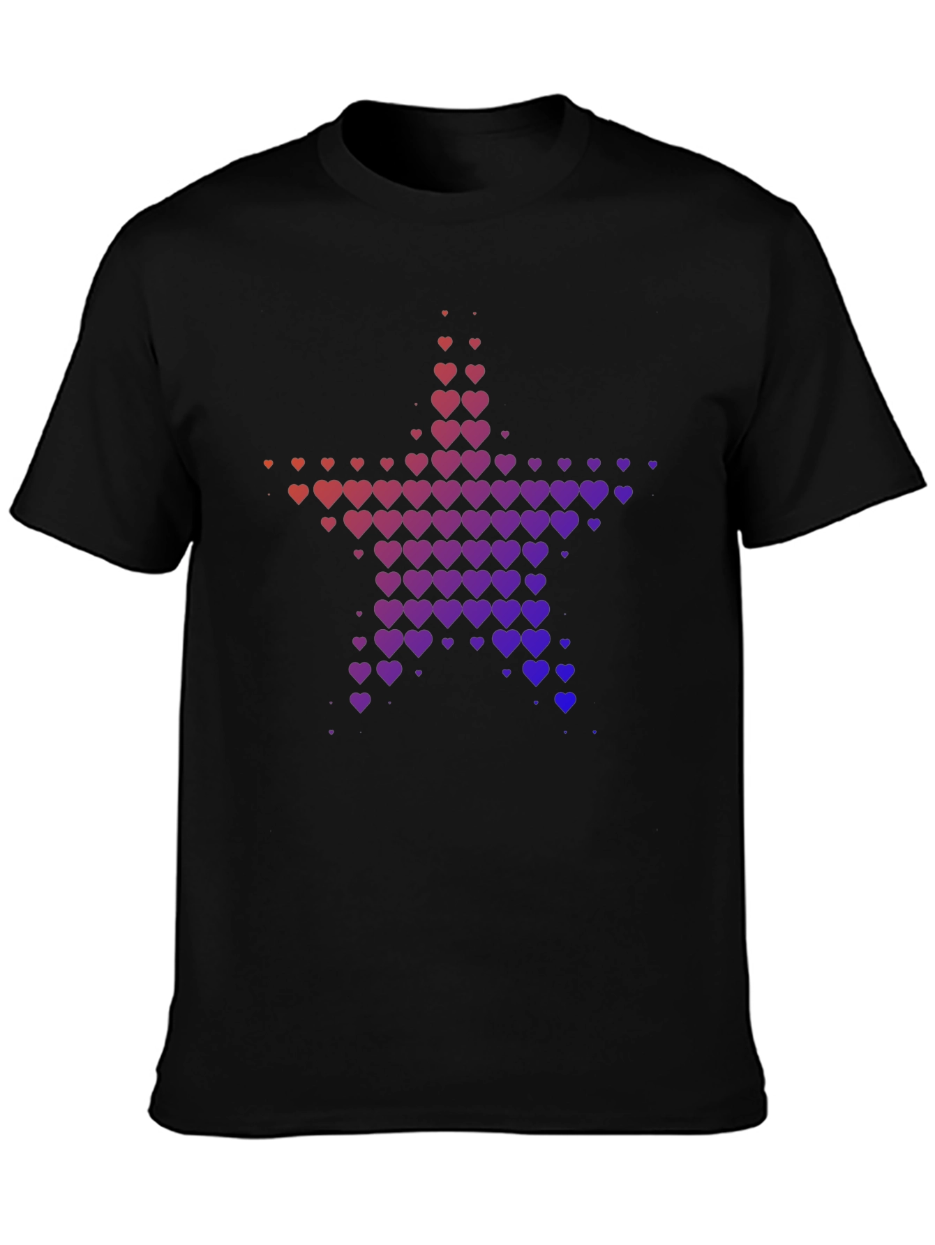 Heart Star Graphic Tee - Black Casual T-Shirt