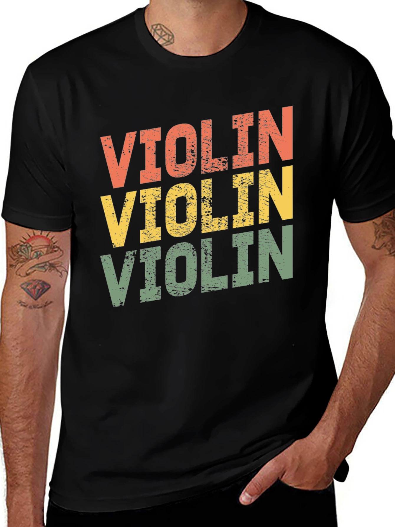 Retro Violin T-Shirt - Musical Instrument Tee