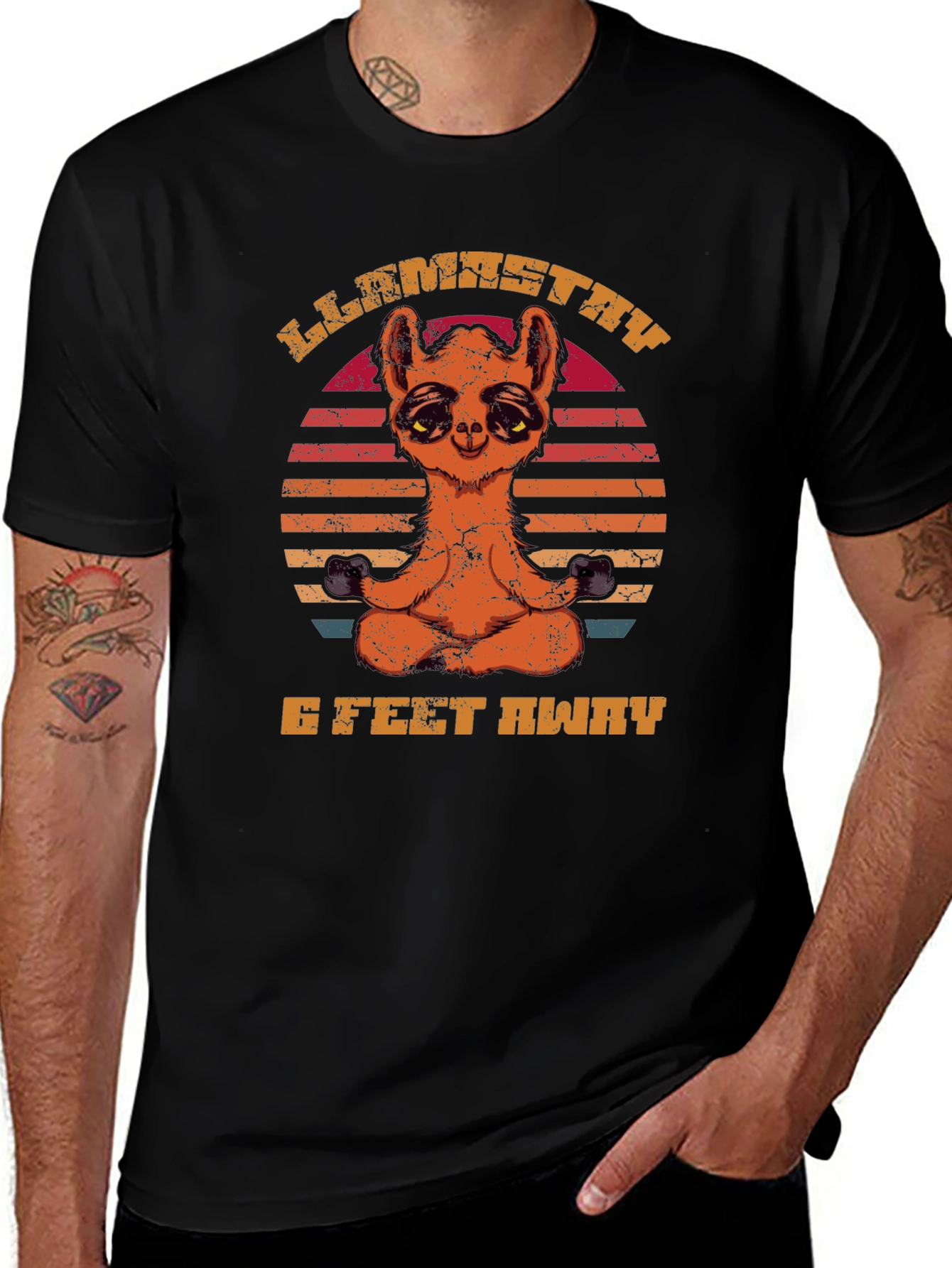 Llamastay 6 Feet Away Funny T-Shirt