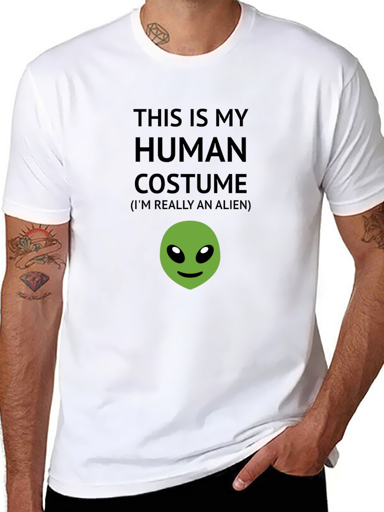 Human Costume Alien T-Shirt - Funny Novelty Tee