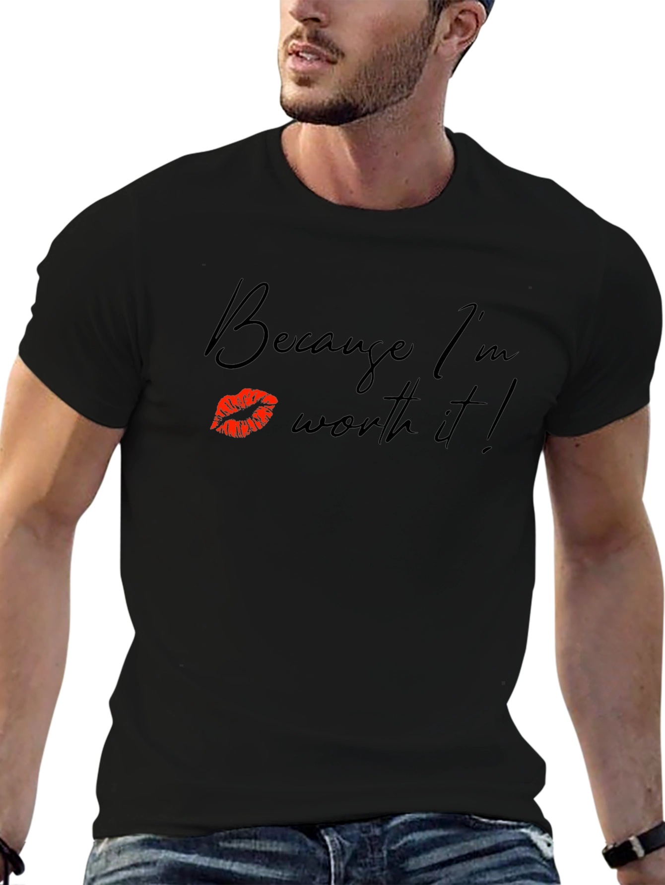 Because Im Worth It! Black Graphic Tee
