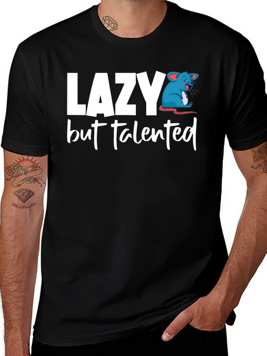 Lazy But Talented Mouse Graphic T-Shirt