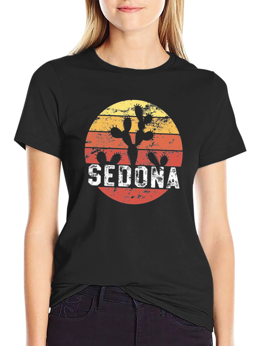 Sedona Cactus Retro Sunset Graphic T-Shirt