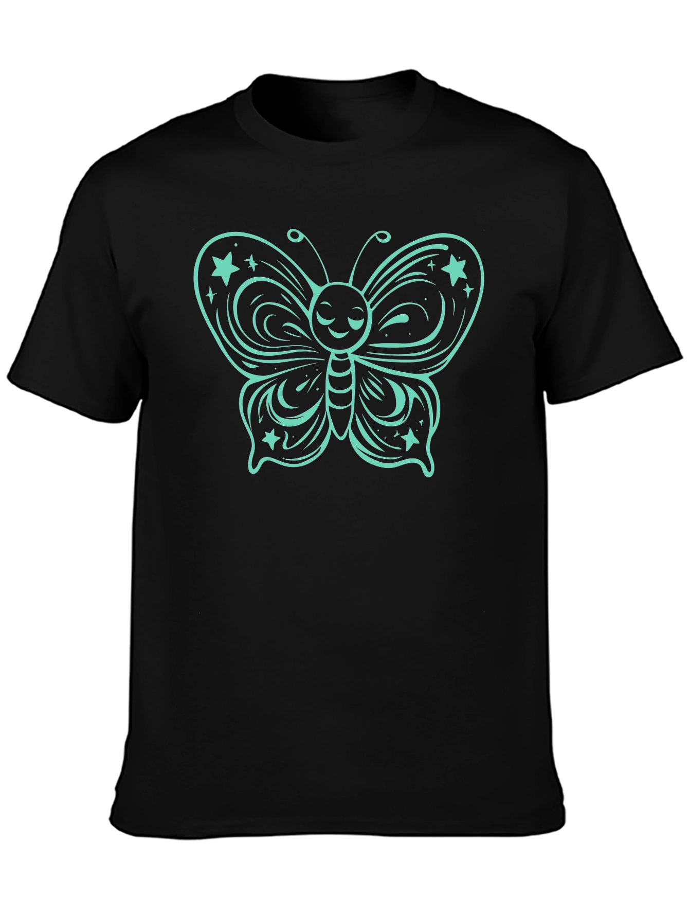 Butterfly Graphic Tee - Black Cotton T-Shirt