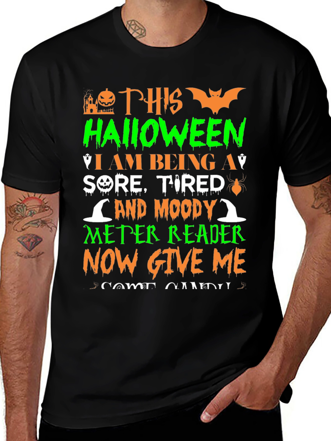 Halloween Sore Tired Moody Meter Reader T-Shirt
