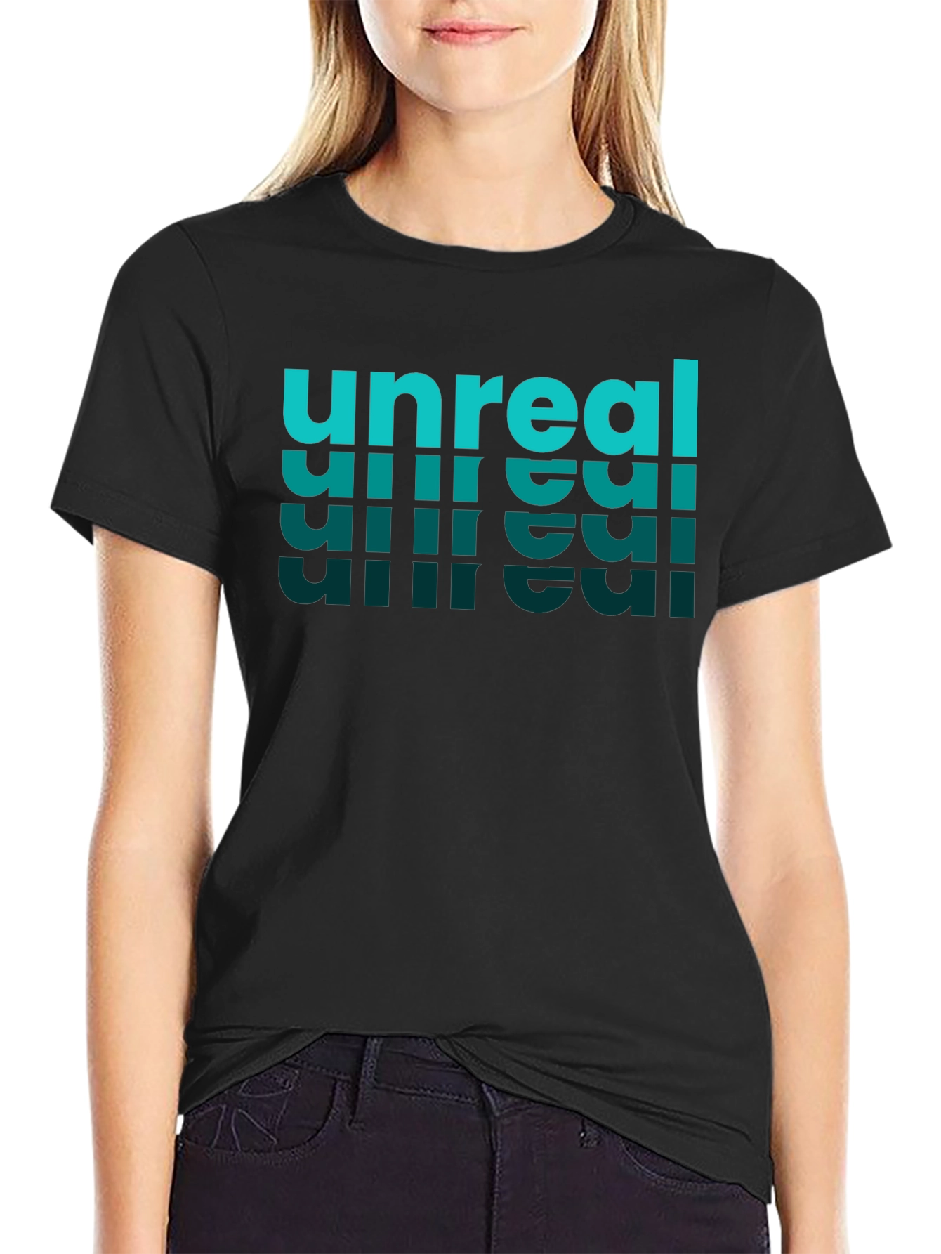 Unreal Text Design Black T-Shirt