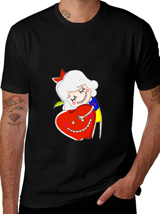 Cute Cartoon Character Hugs Heart T-Shirt