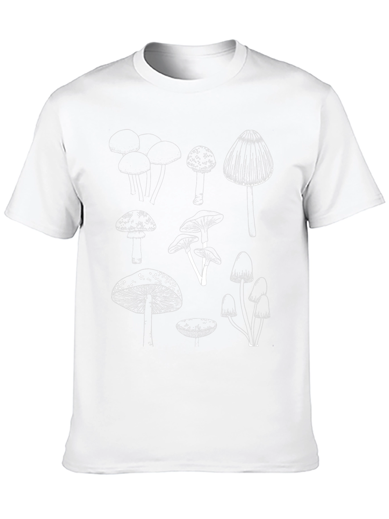 Mushroom Print Black T-Shirt - Unique Design