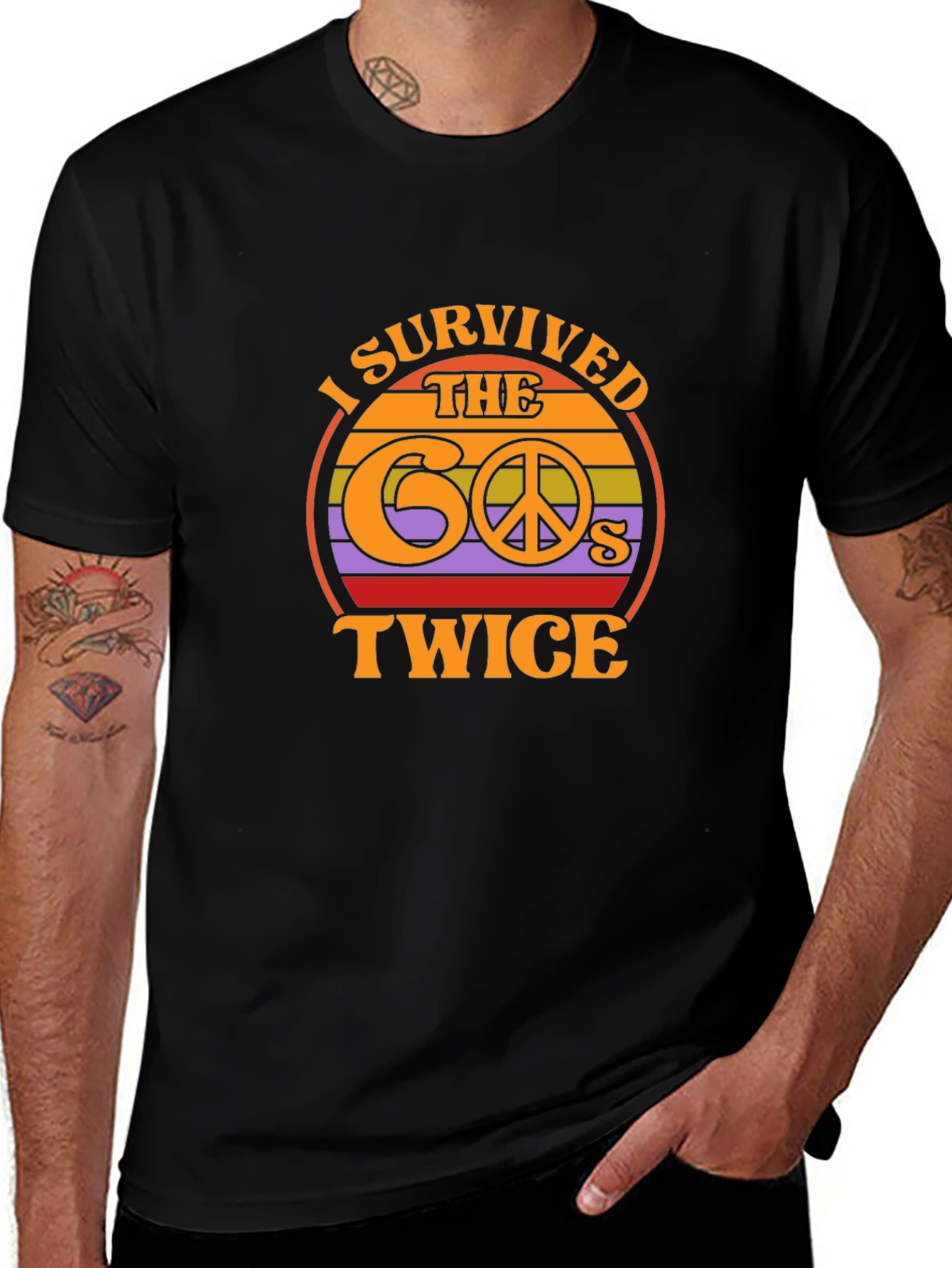 I Survived the 60s Twice Black Tee