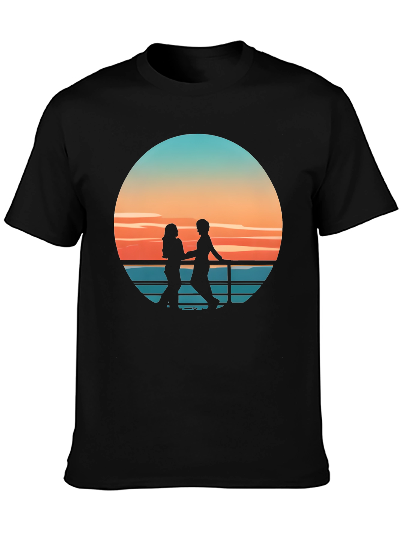 Sunset Silhouette Couple Graphic Tee