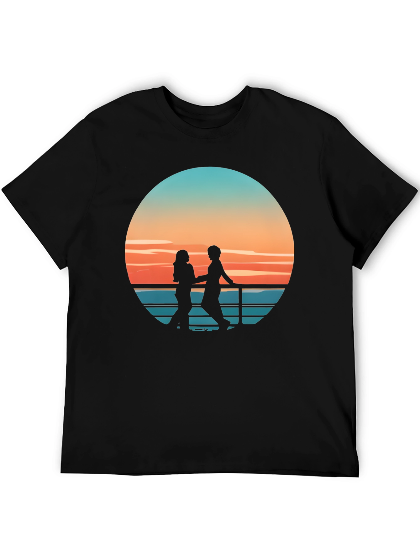 Sunset Silhouette Couple Graphic Tee