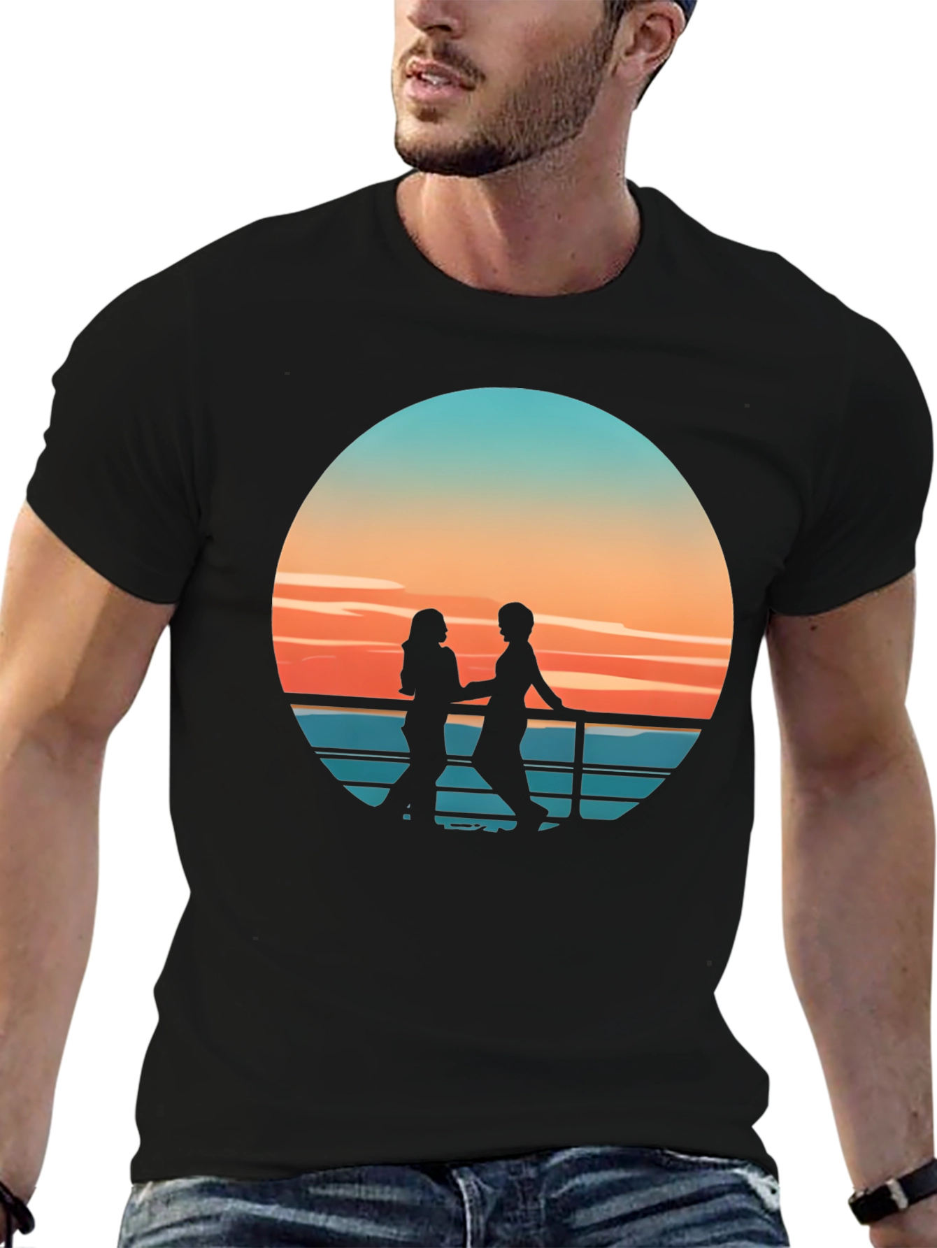 Sunset Silhouette Couple Graphic Tee