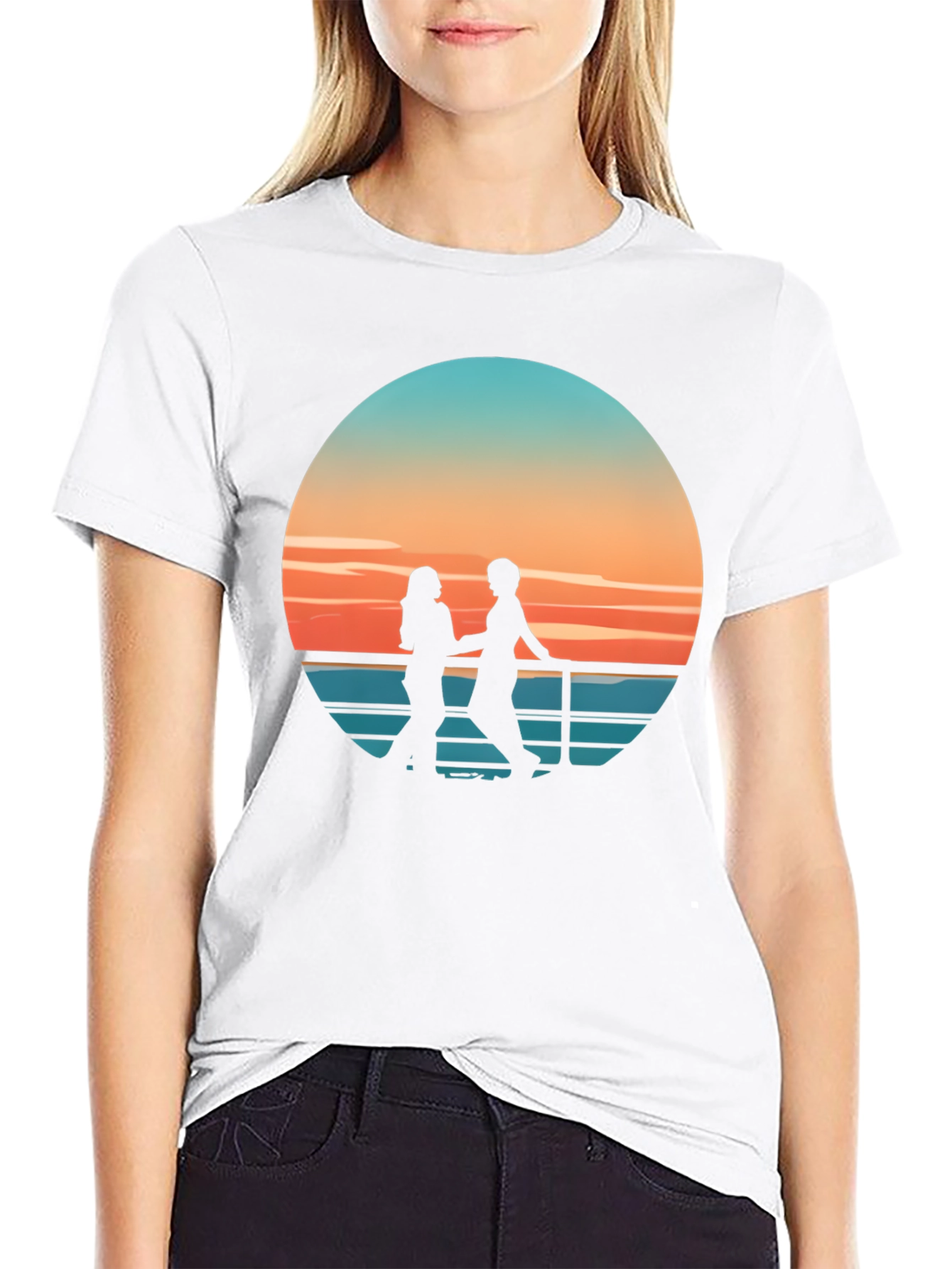 Sunset Silhouette Couple Graphic Tee