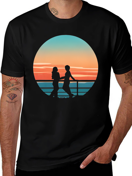Sunset Silhouette Couple Graphic Tee