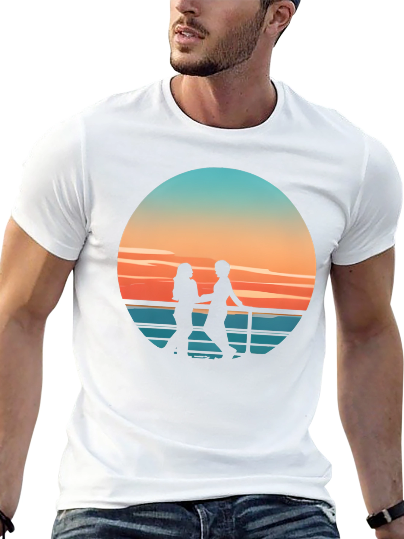 Sunset Silhouette Couple Graphic Tee