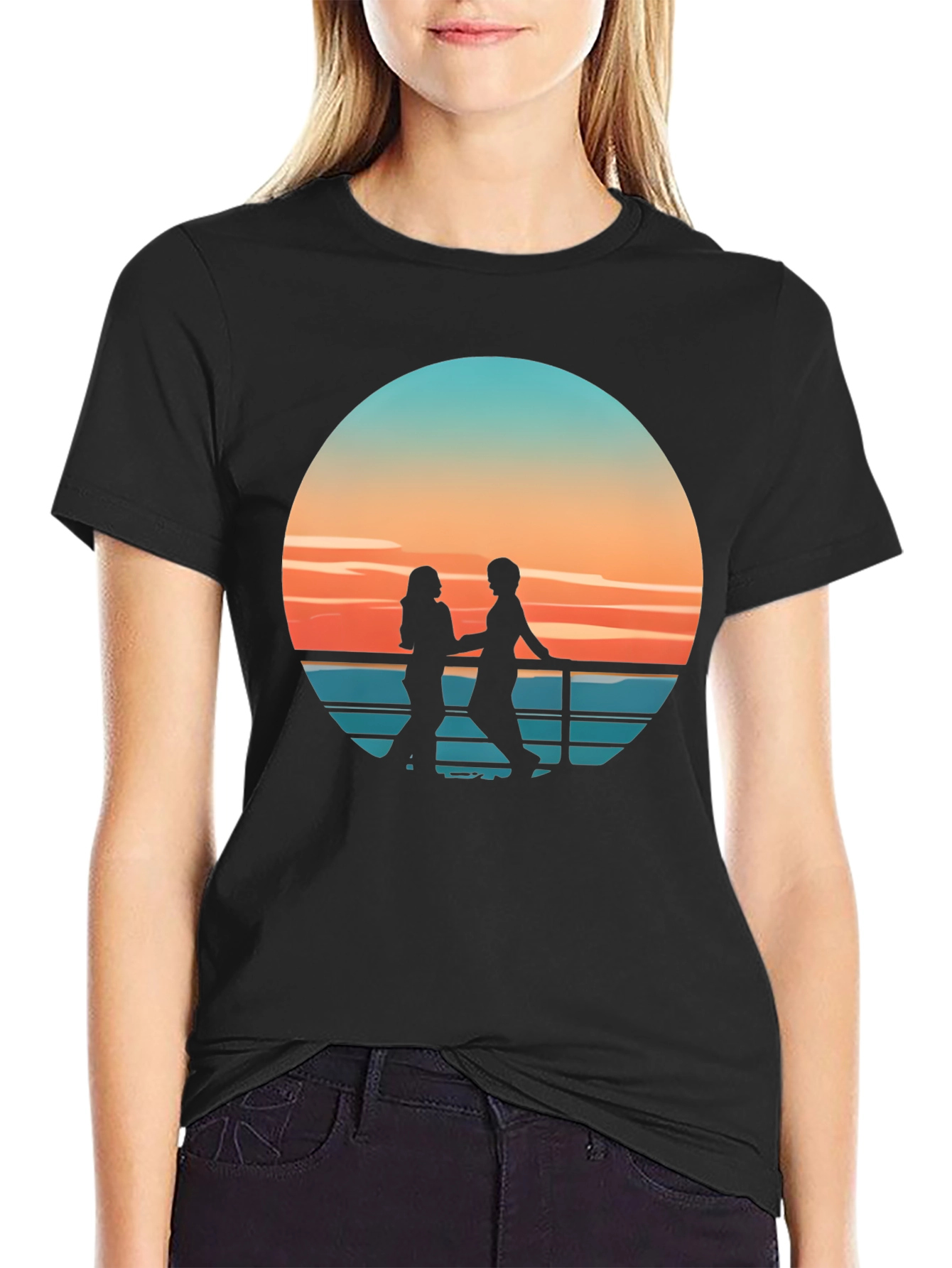 Sunset Silhouette Couple Graphic Tee