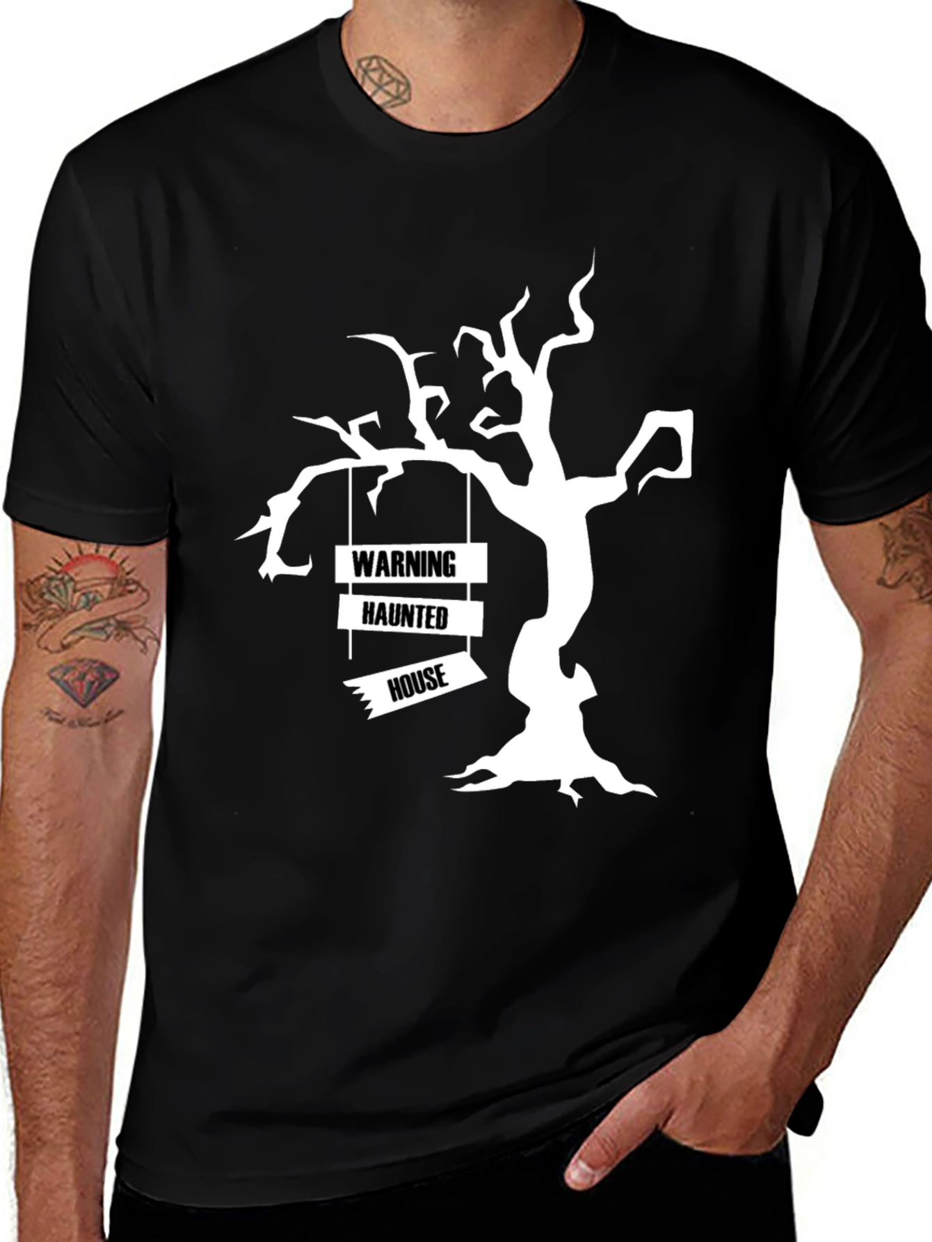 Spooky Haunted House Tree Halloween T-Shirt