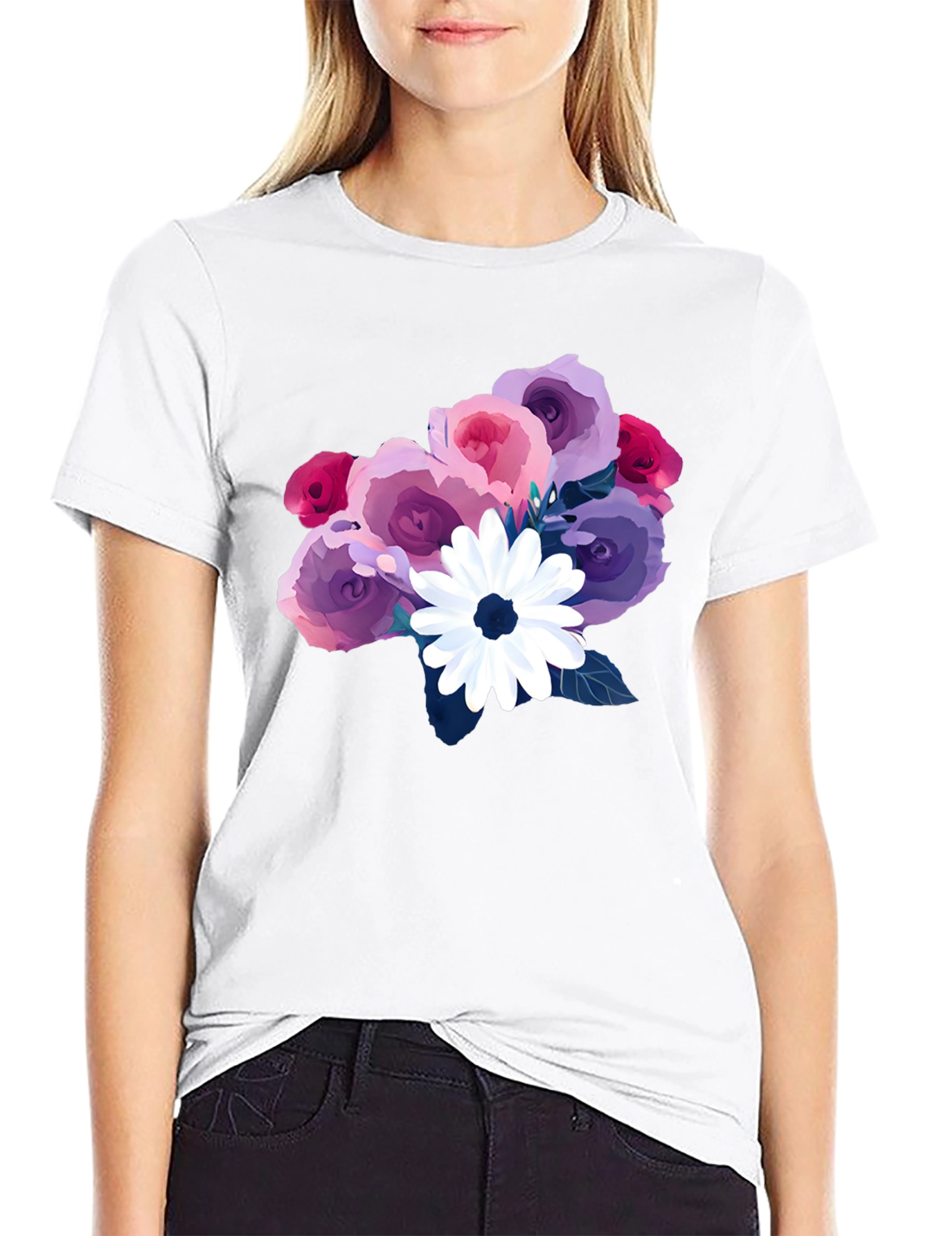 Floral Bouquet Black T-Shirt