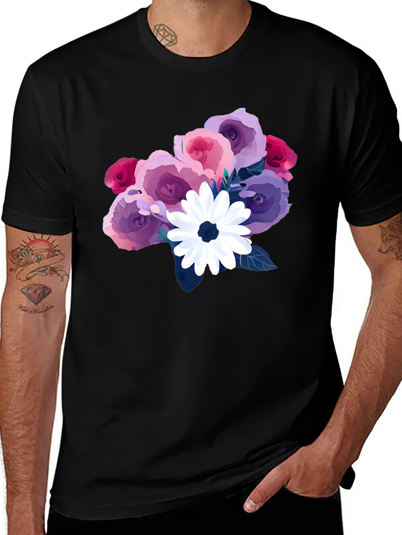 Floral Bouquet Black T-Shirt