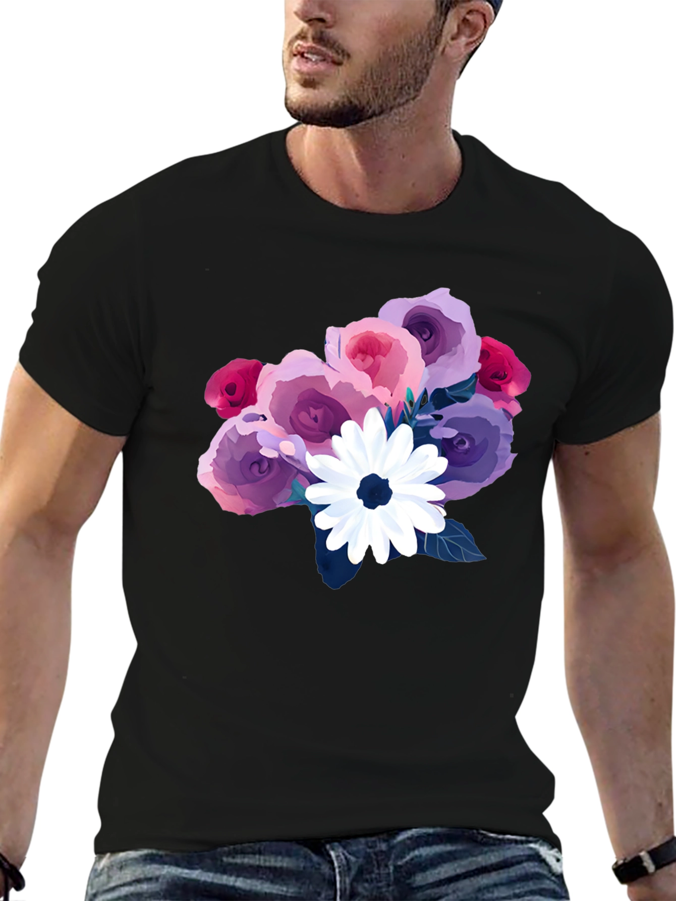 Floral Bouquet Black T-Shirt