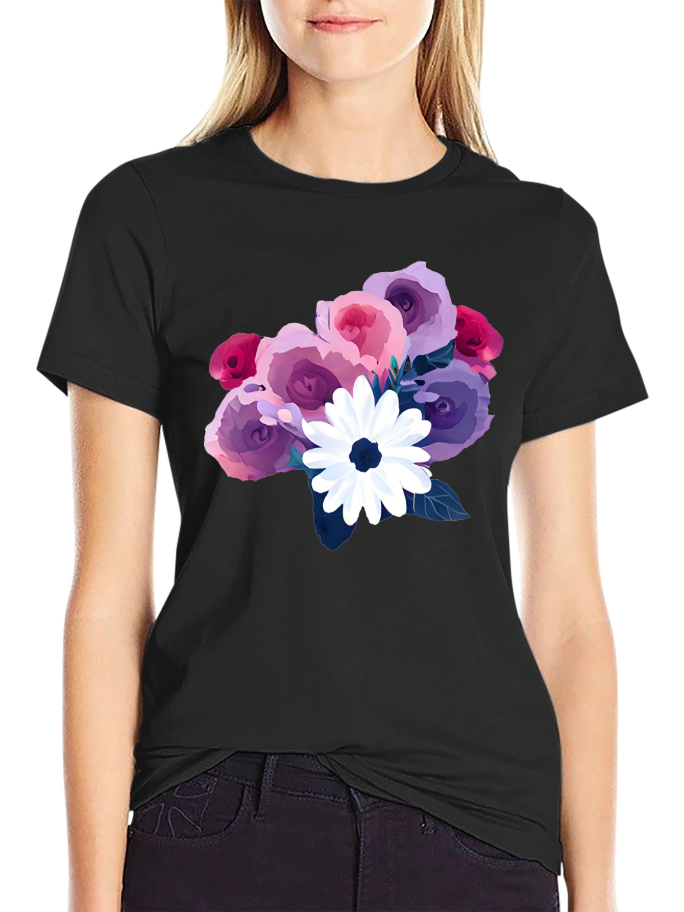 Floral Bouquet Black T-Shirt