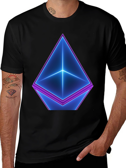Neon Ethereum Logo Black T-Shirt