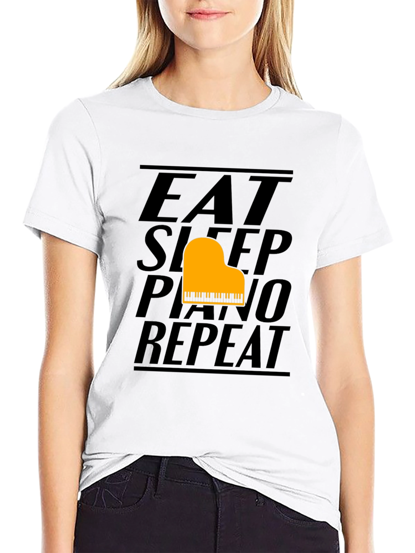 Eat Sleep Piano Repeat Black T-Shirt