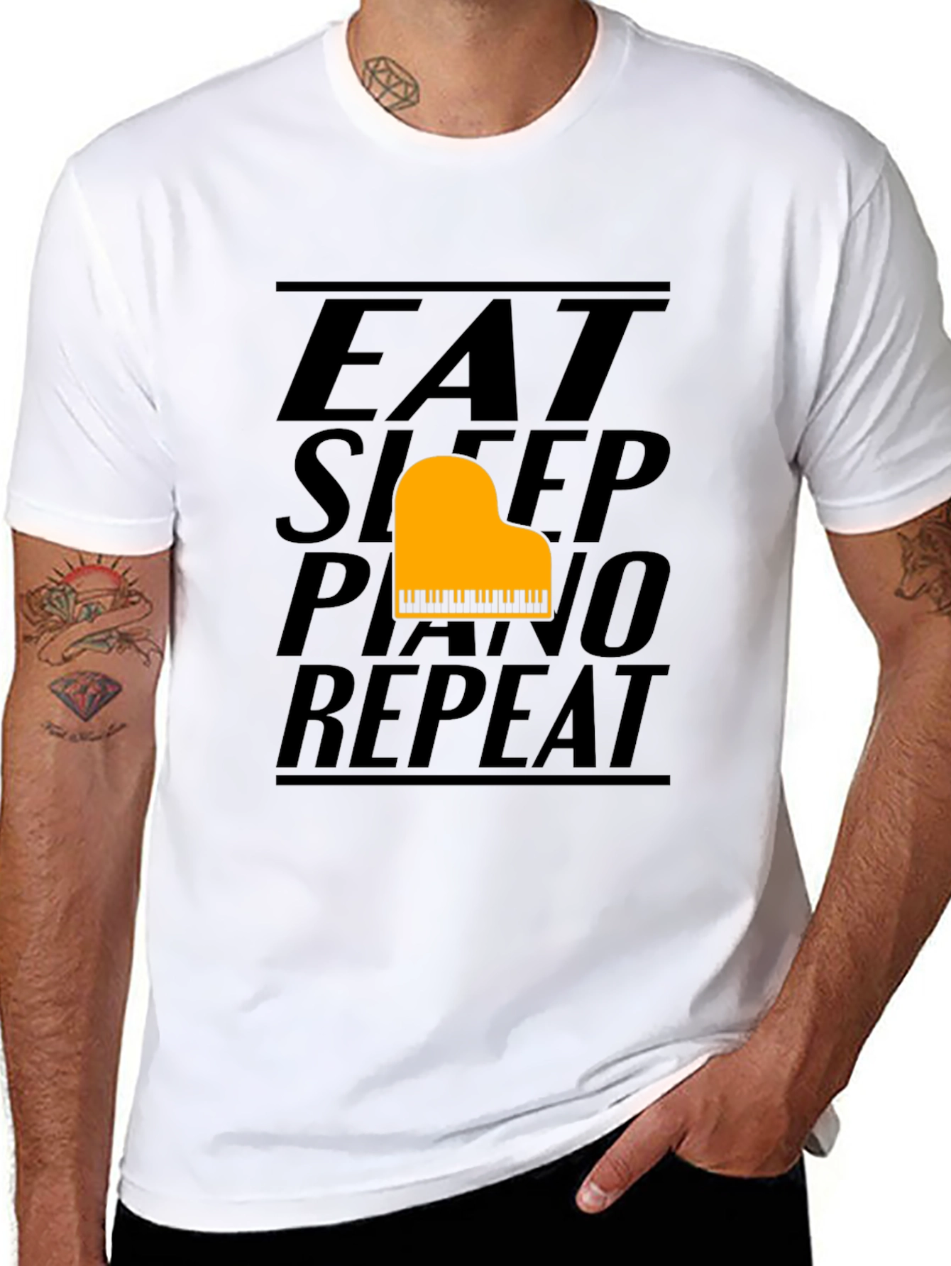 Eat Sleep Piano Repeat Black T-Shirt