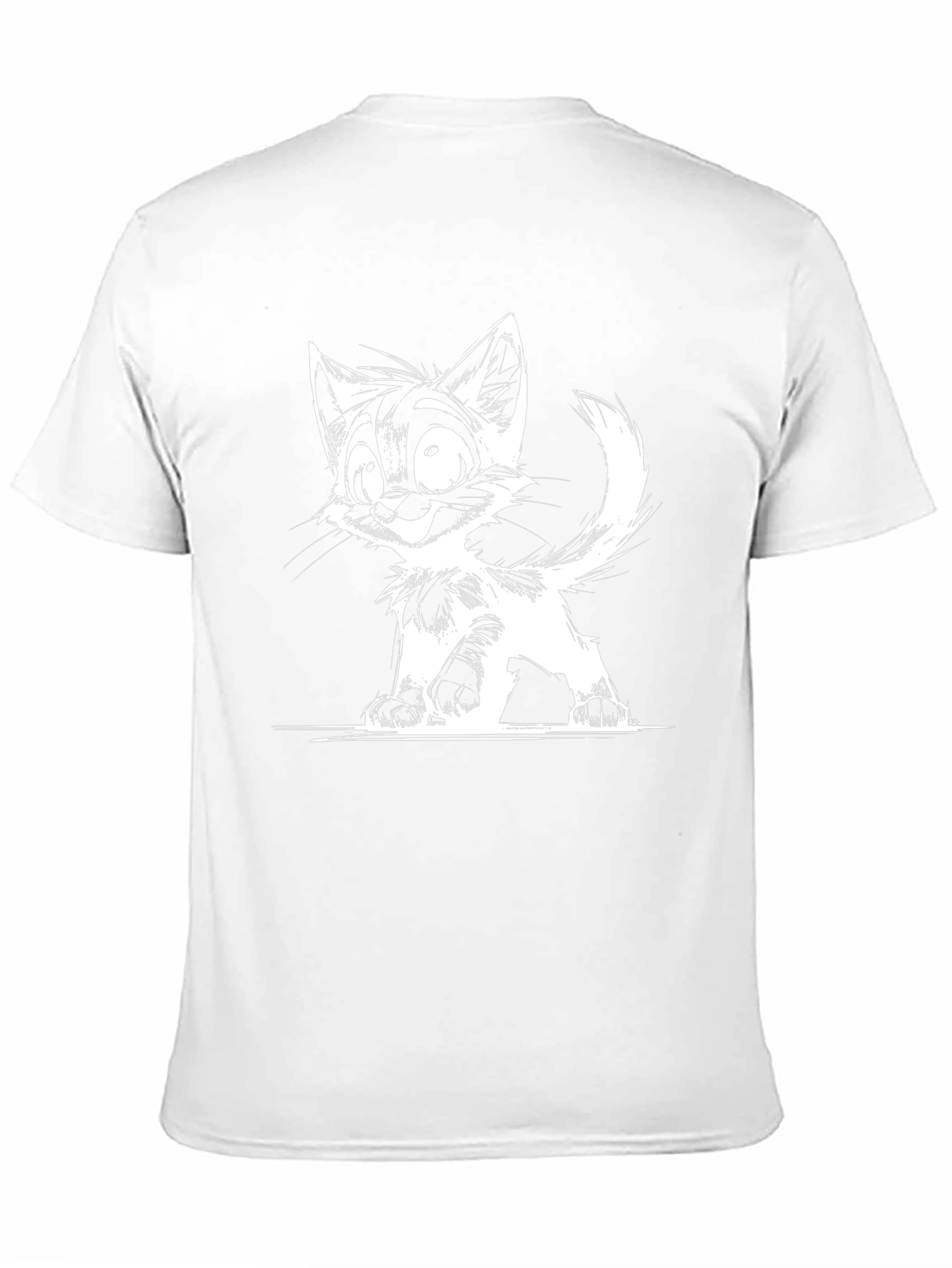 Cartoon Cat Graphic T-Shirt - Black