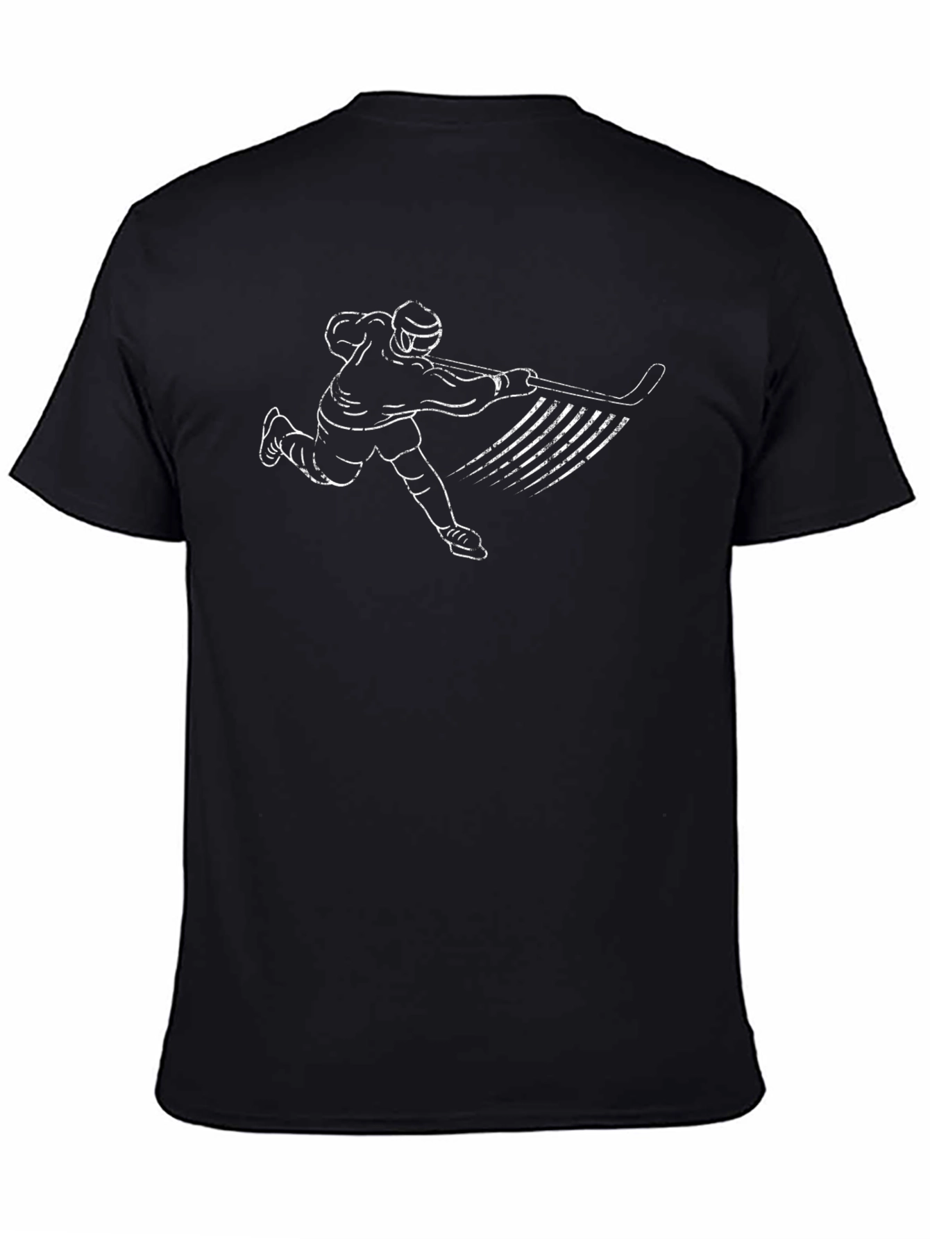 Hockey Player Graphic Tee - Black Cotton Shirt