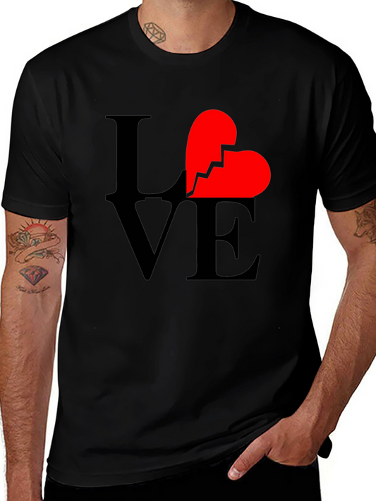 Broken Heart Love Graphic T-Shirt - Unisex Black Tee