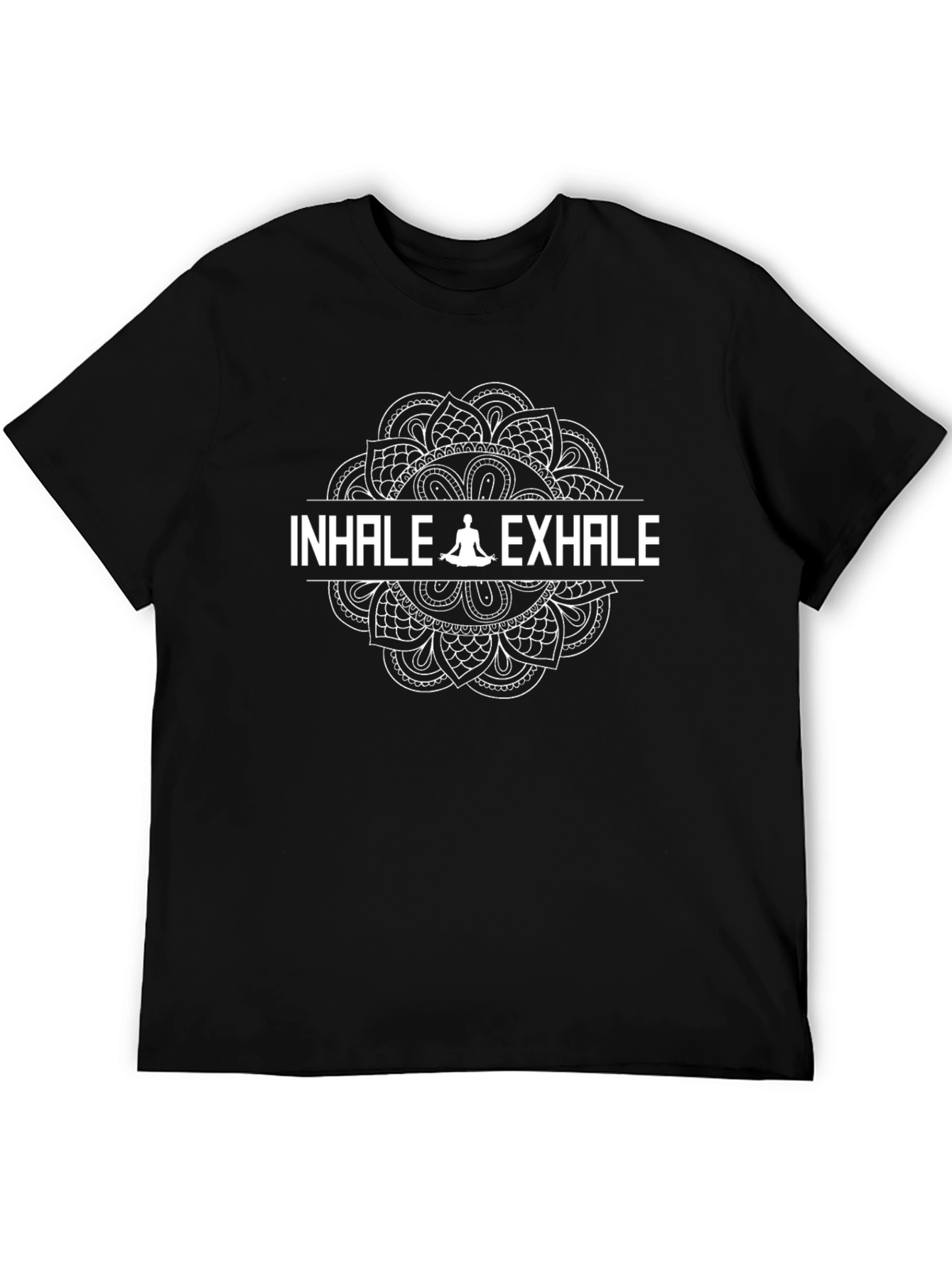 Inhale Exhale Yoga Mandala Graphic Tee - Black
