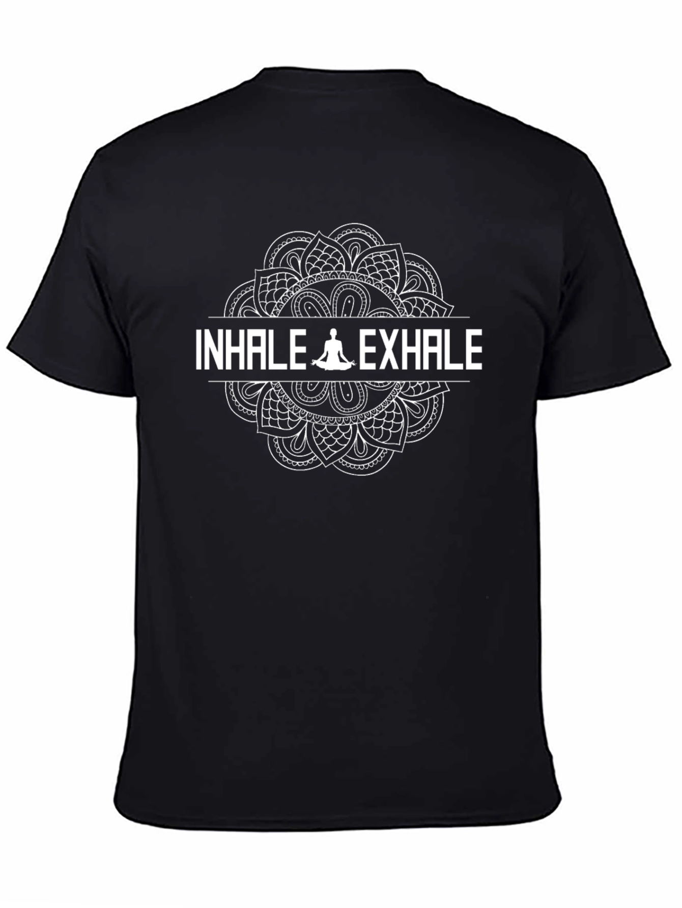 Inhale Exhale Yoga Mandala Graphic Tee - Black
