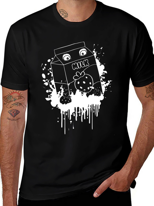 Funny Milk Cartoon Graphic T-Shirt