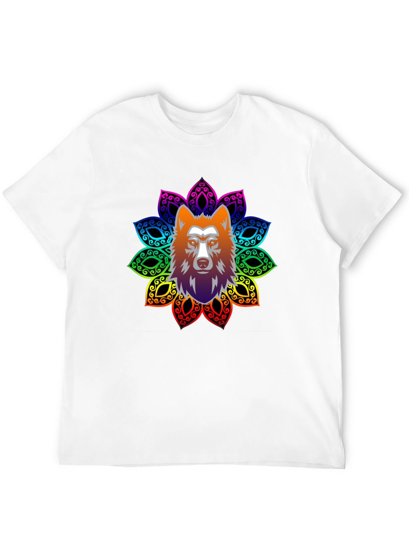 Wolf Mandala Graphic Tee - Black