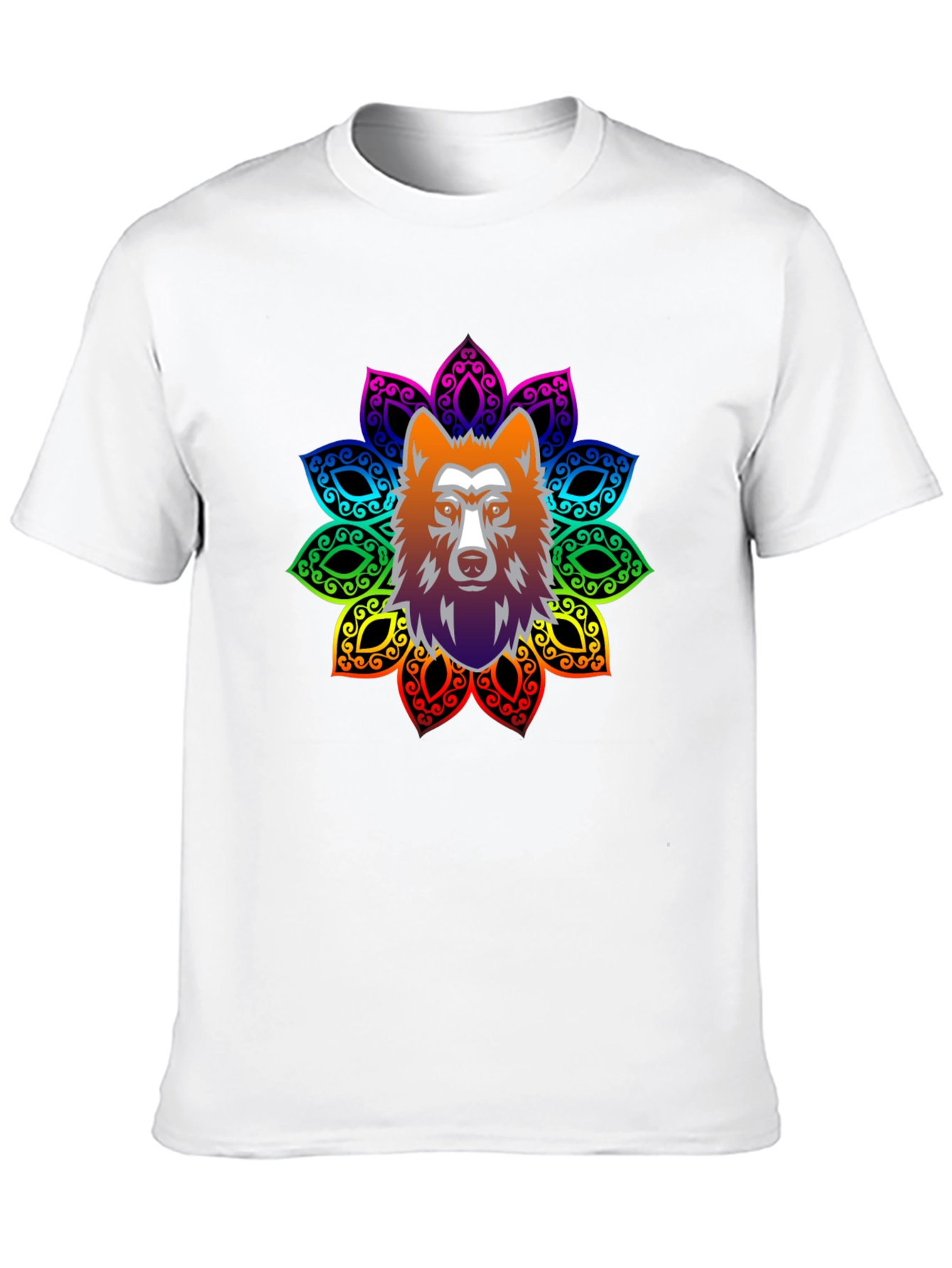 Wolf Mandala Graphic Tee - Black