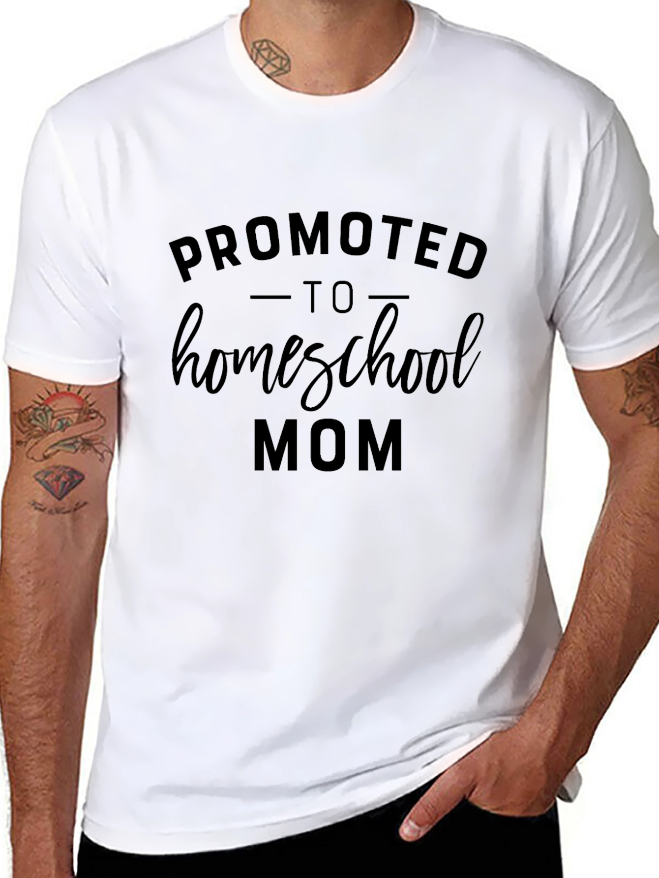 Promoted to Homeschool Mom Black Graphic Tee