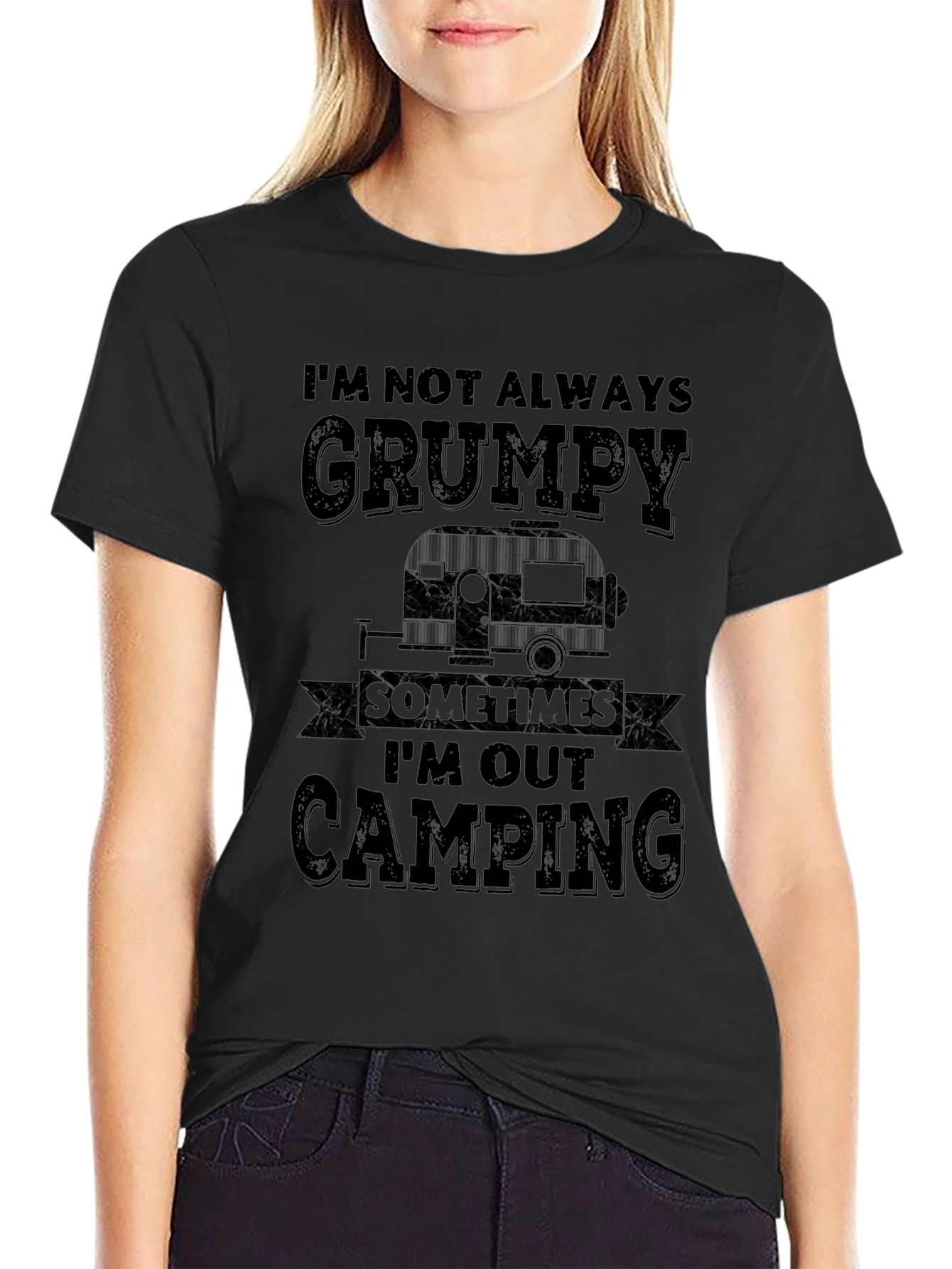 Grumpy Camping T-Shirt - Mens Black Graphic Tee