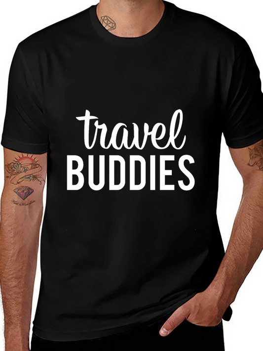Travel Buddies Black Graphic T-Shirt