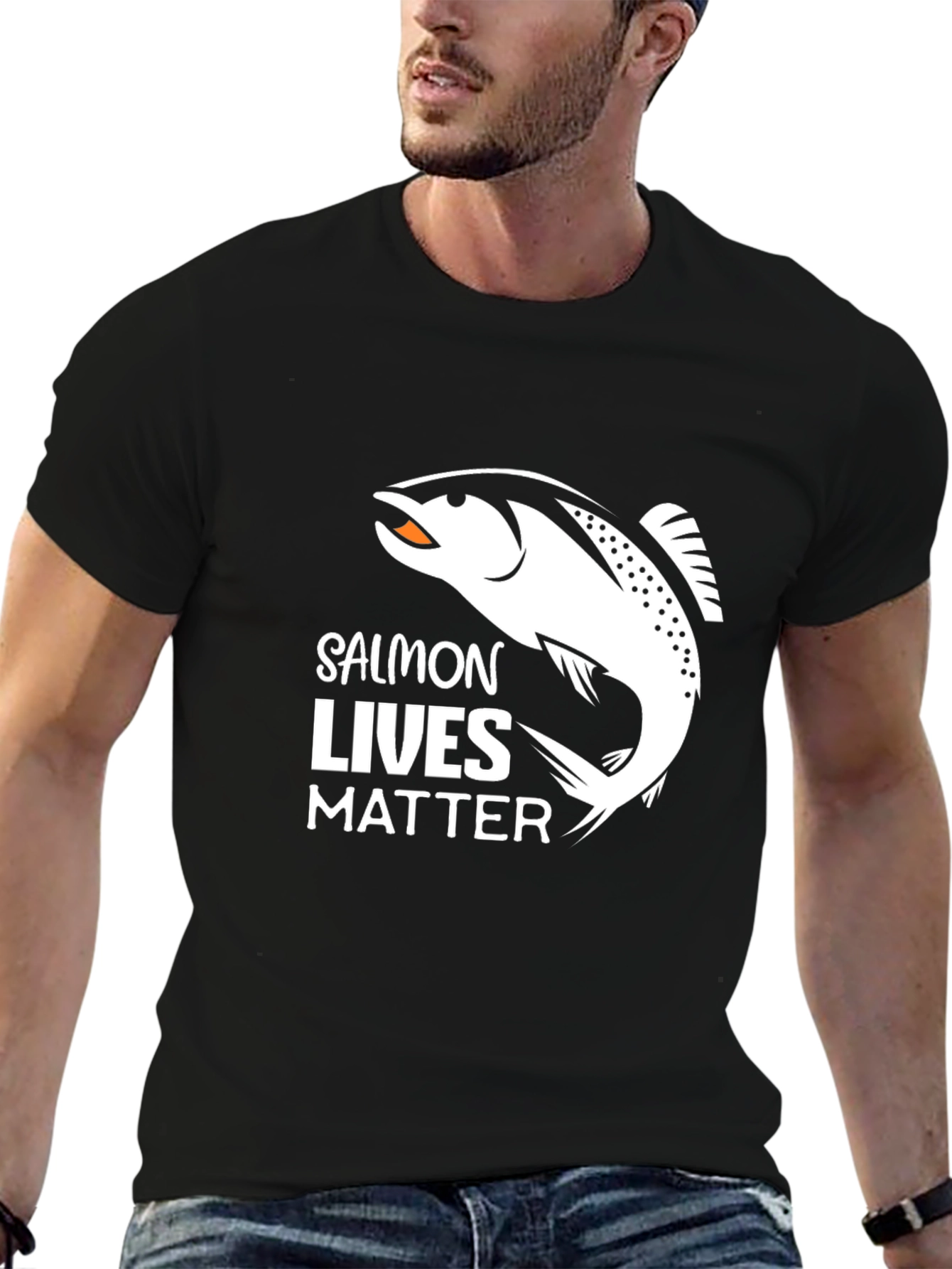 Salmon Lives Matter Graphic Tee - Black T-Shirt