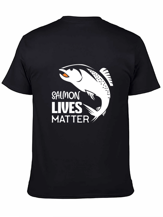 Salmon Lives Matter Graphic Tee - Black T-Shirt