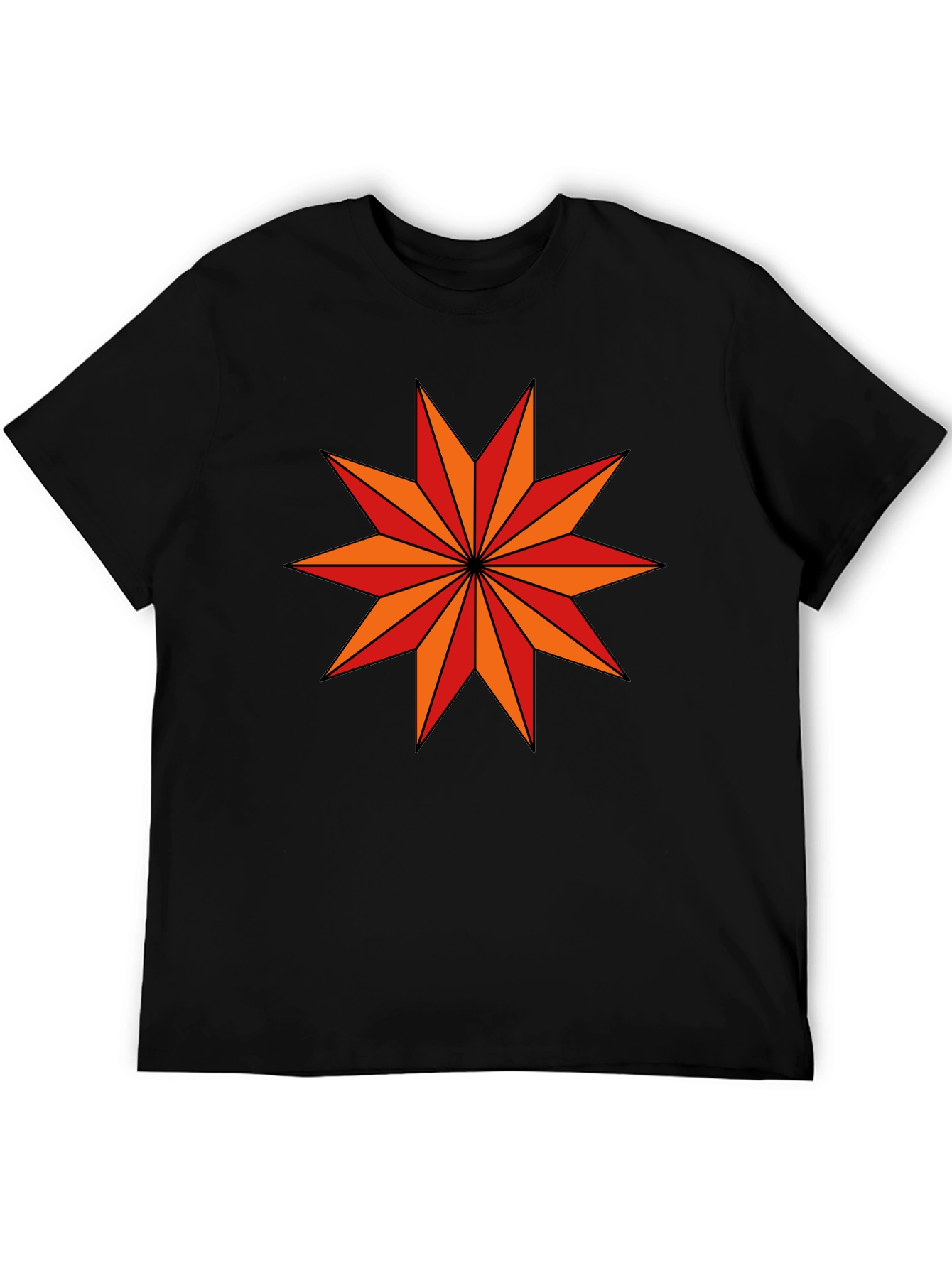 Geometric Star Graphic Black T-Shirt