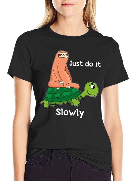 Sloth Riding Turtle T-Shirt - Just Do It Slowly