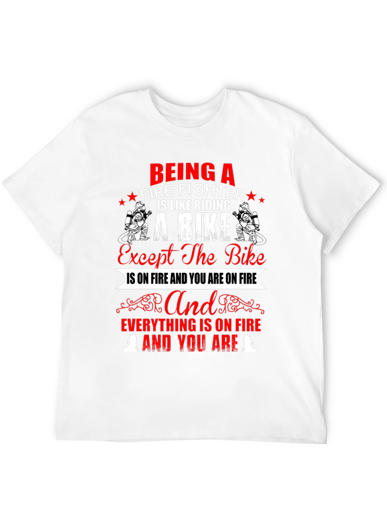Firefighter Bike T-Shirt - Novelty Graphic Tee