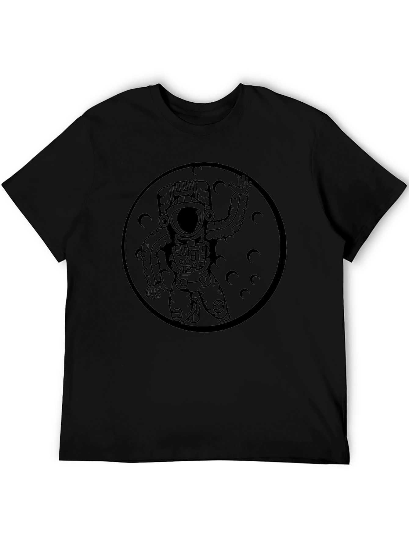 Astronaut Moon Graphic T-Shirt - Black