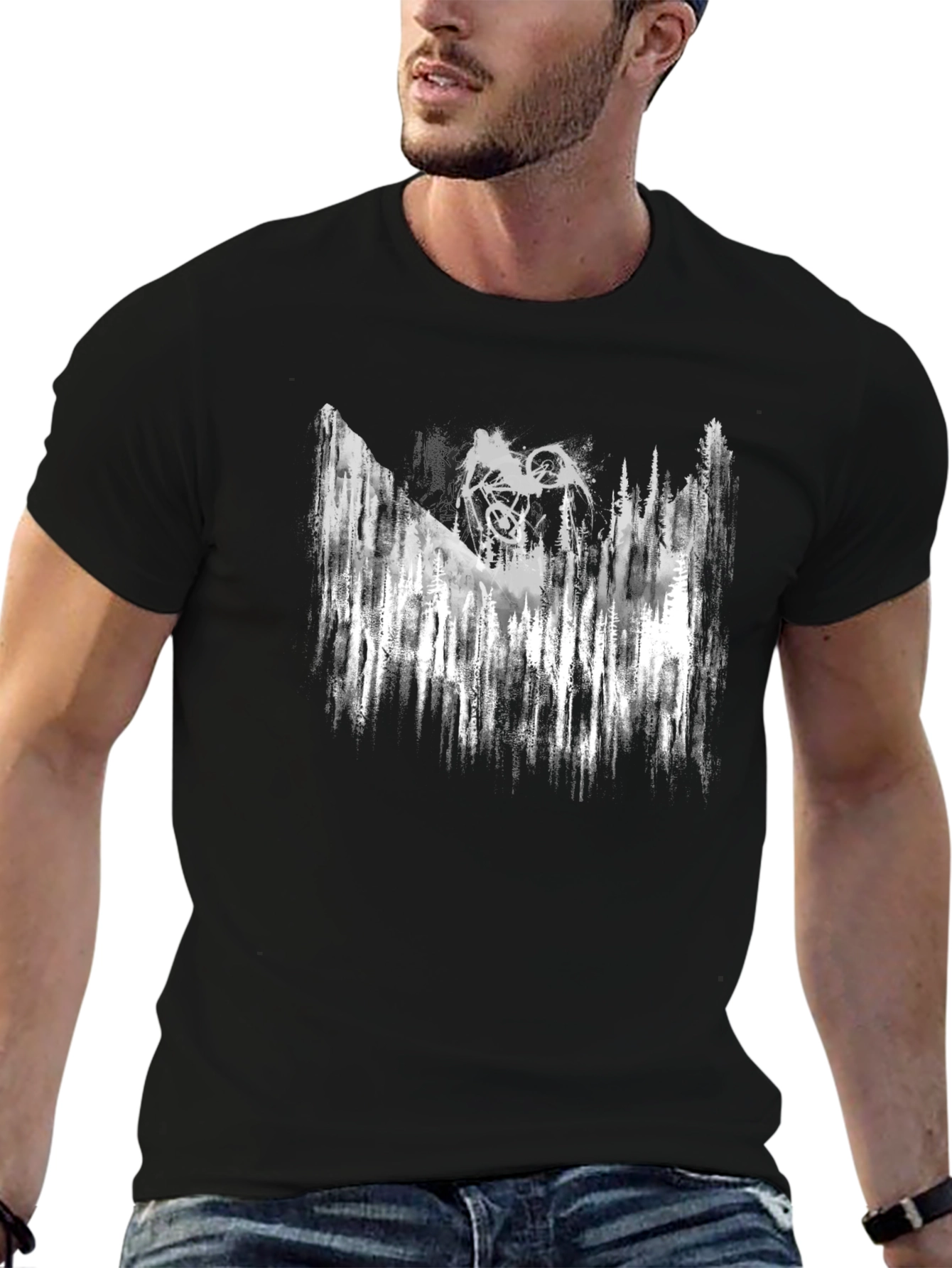 Mountain Biking Graphic Tee - Black