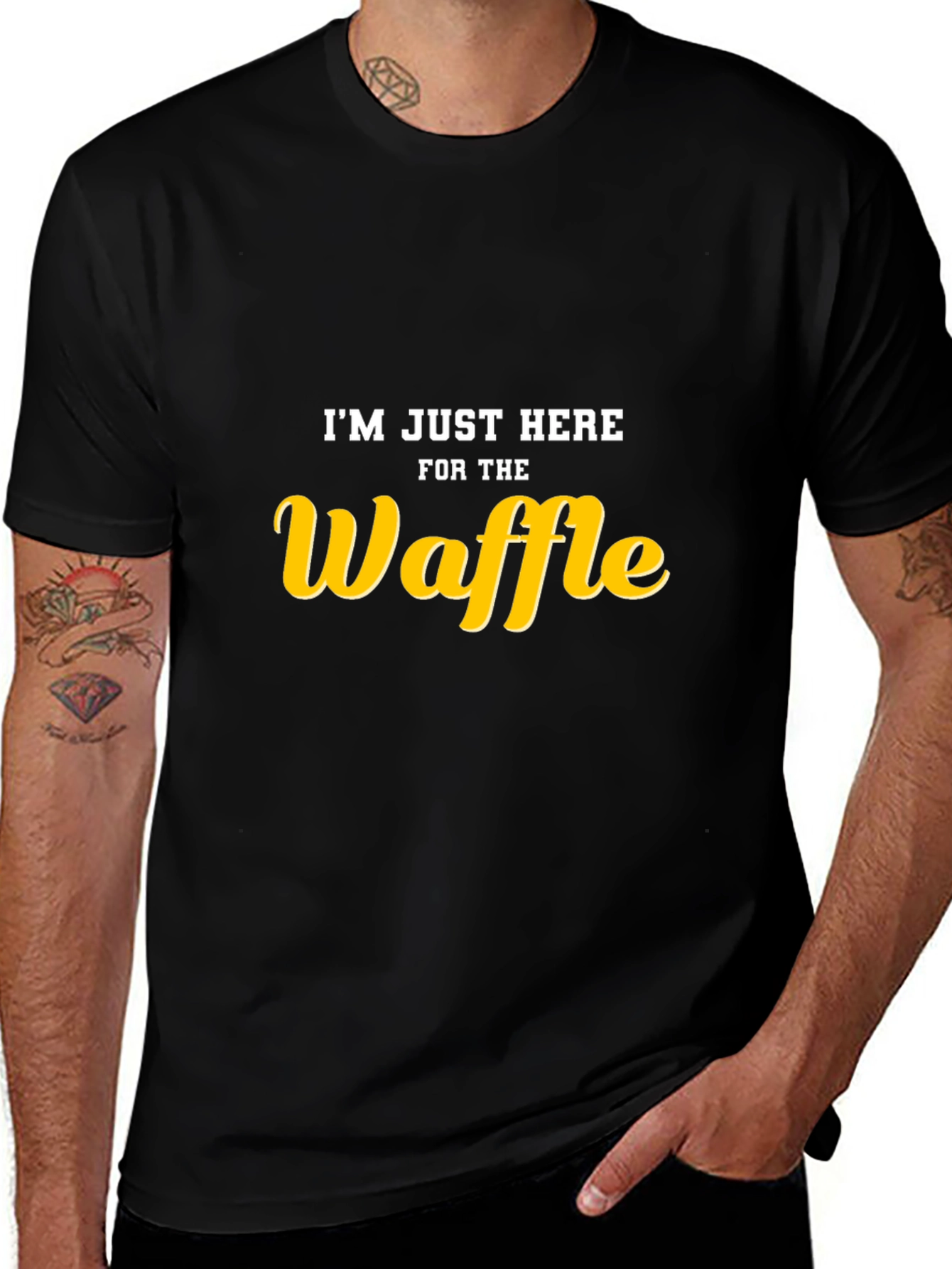 Im Just Here For The Waffle Black T-Shirt