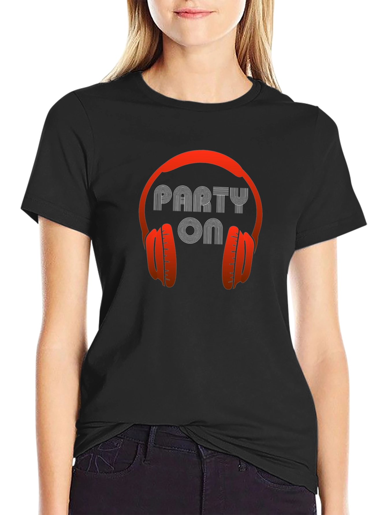 Party On Headphones Graphic Tee - Stylish Black T-Shirt