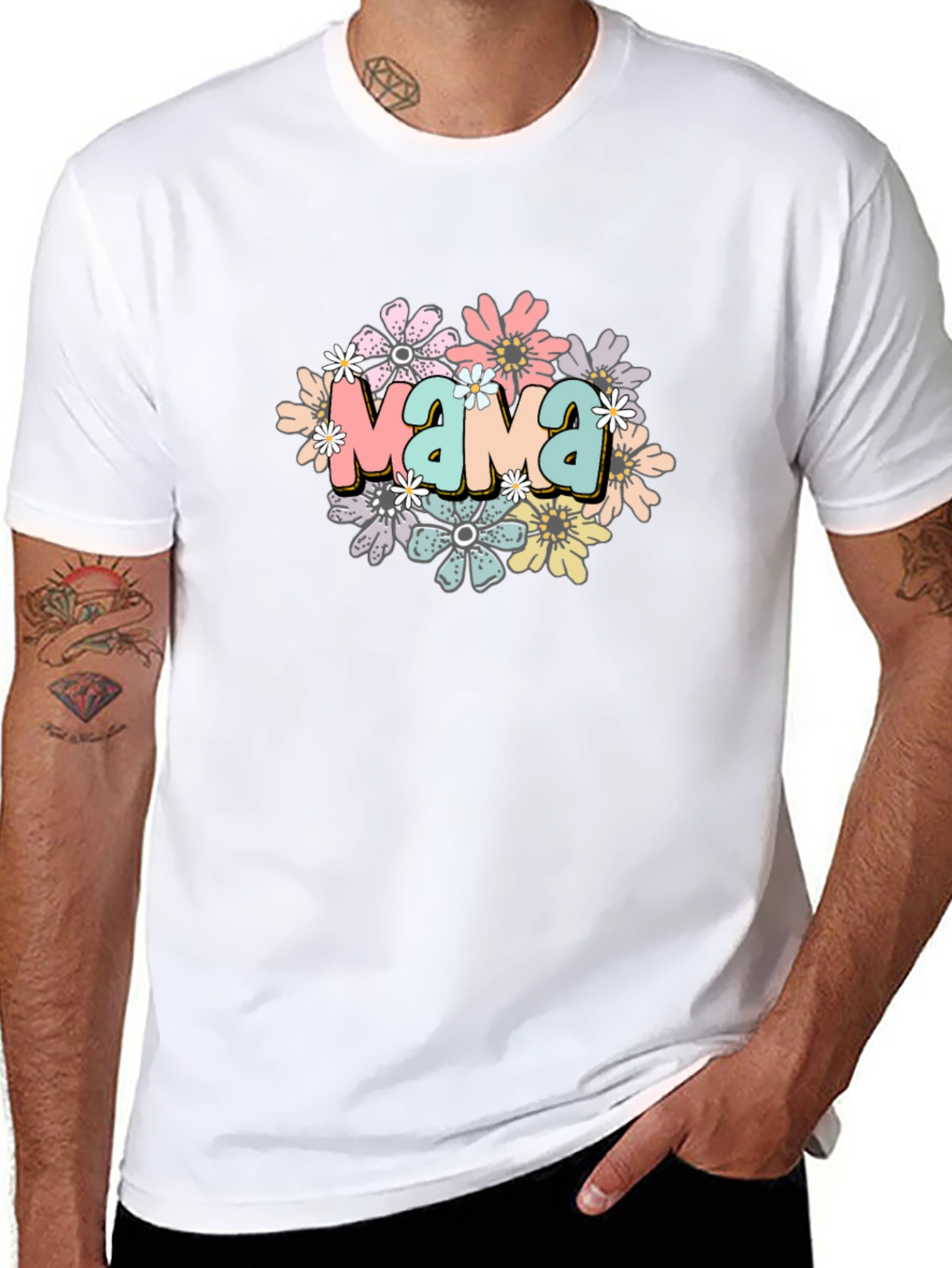 Mama Floral Graphic Black T-Shirt